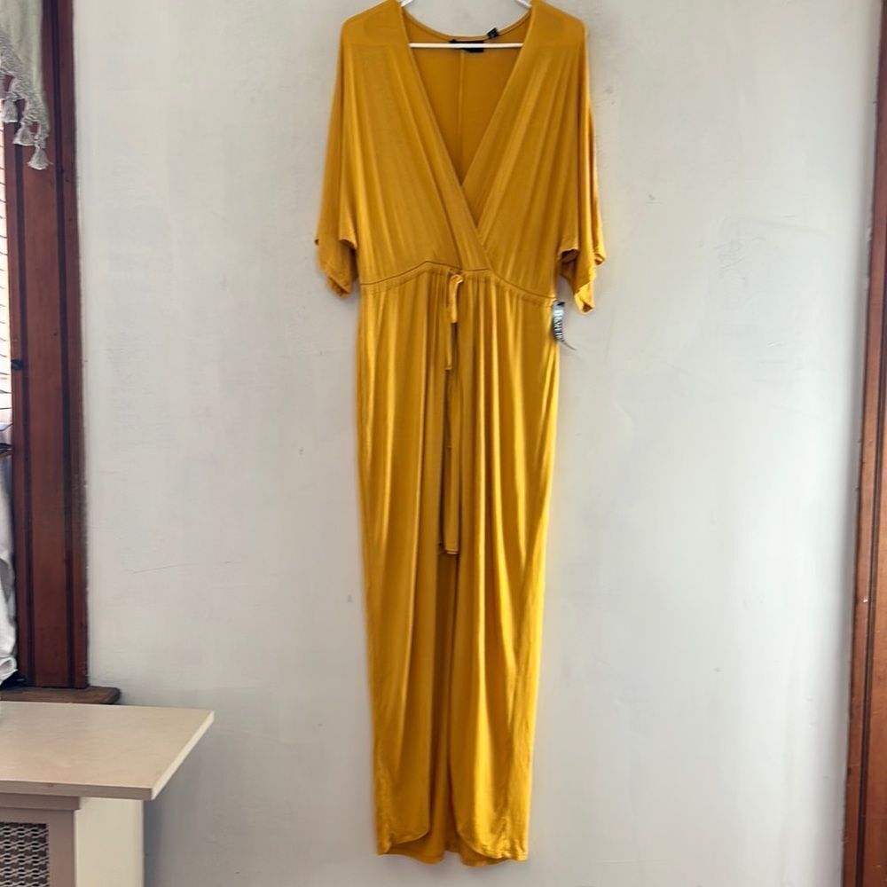 New York & Company Yellow Maxi Dress with Flowing Silhouette